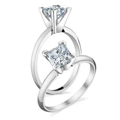 Princes cut solitaire engagement ring